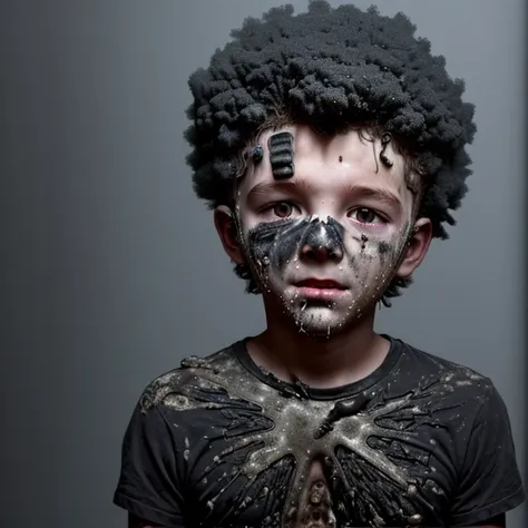 a boy gets electrocuted and covered in soot after trying to fix a broken electrical cord and failing