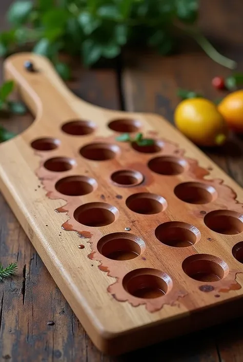 Snack board or grill with clay holes
