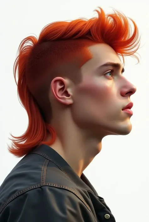 handsome redhead, Mullet Haircut, white background, young man remembering the face