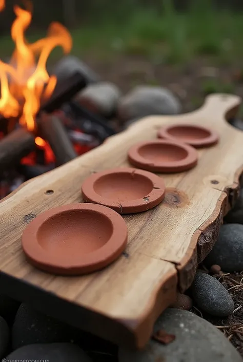 Snack board or grill with clay holes For roasting