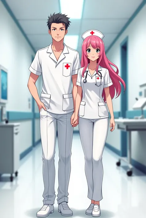 Male and female anime nurse couple