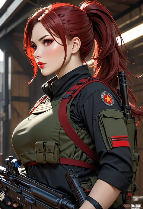 ((best quality)), ((artwork)), ((extremely detailed face)), ((perfect lighting)), ((extremely detailed CG)), ((perfect hands, perfect anatomy)) Appearance= Tall [56”], busty, slender, athletic build, thick thighs, pale skinned, russian features, high cheek...