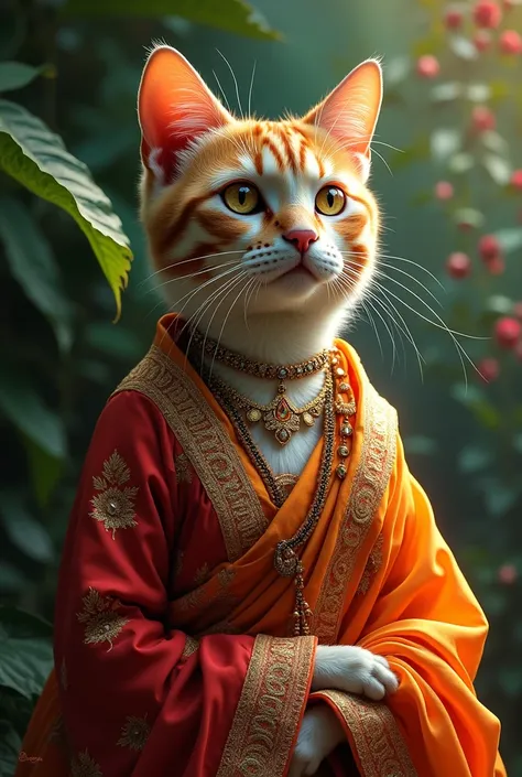 Cat make up beautiful sari wearing cat