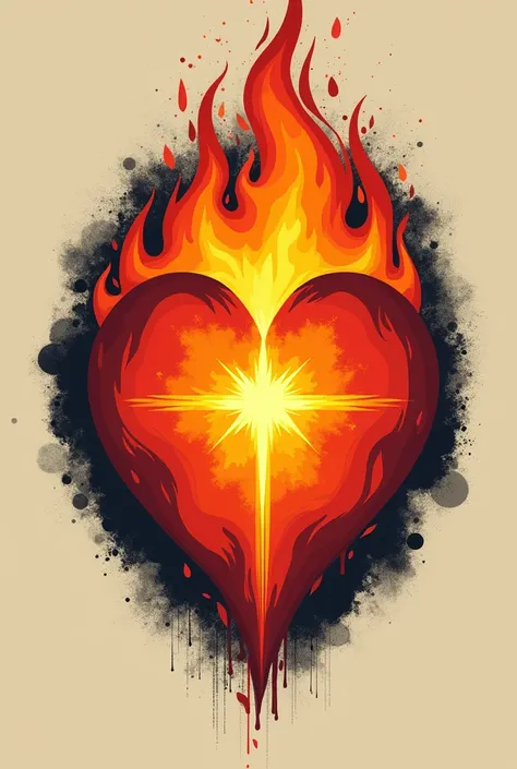 St. Augustine&#39;s Flaming Heart for Stylish Shirt, sem muitos detalhes (no shine in the middle, only the heart and fire)