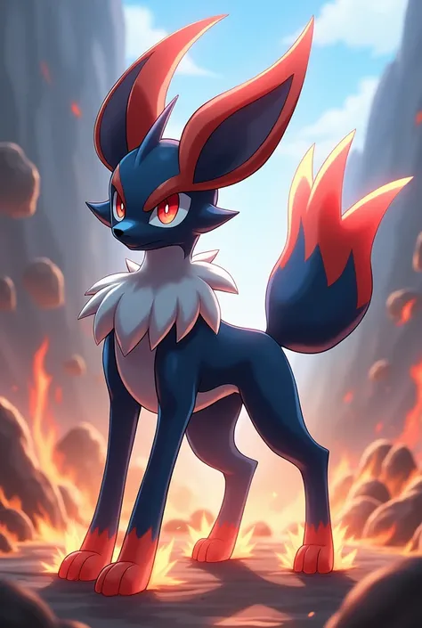 Lucario in action, determined and many fearless