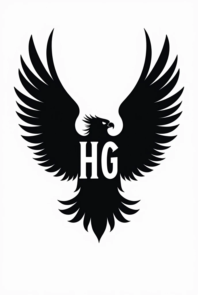 Logo of an eagle with the letters HG in black and white 