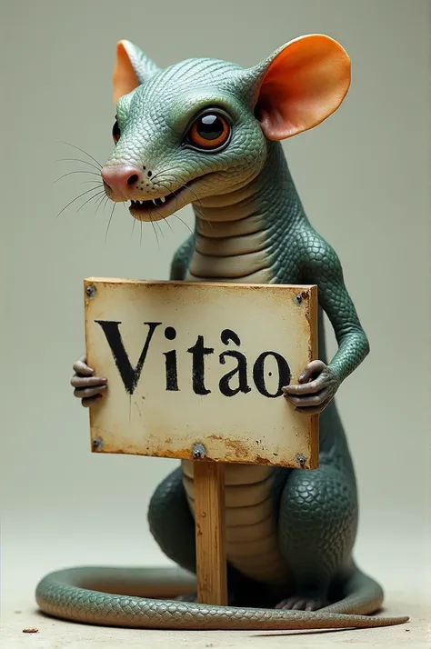 Snake with a rat face with a sign saying vitão