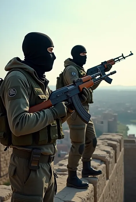 2 Men with Kalashnikovs on the Walls of Diyarbakır
