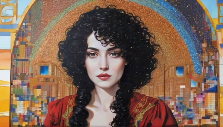 Marie Anne lenormand, white woman with black curly hair, marie anne lenormand es una chica que va caminando de cuerpo completo sobre las calles de París del siglo 18,Beautiful line art photo，Use gold strokes and rainbow paint，Golden Maiden，the golden ratio...