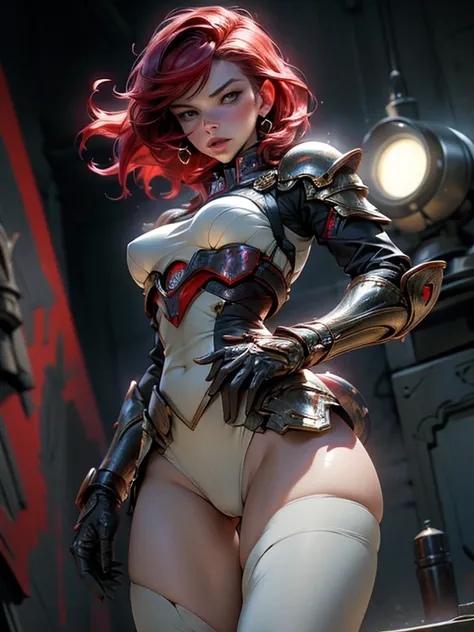 Scarlett Johansson, 1 woman, bokatan, armor, red hair, battle pose, Photorealistic, Hyperrealistic, Hyperdetailed, analog style, hip cocked, cameltoe,demure, low cut, detailed skin, matte skin, soft lighting, subsurface scattering, realistic, heavy shadow,...