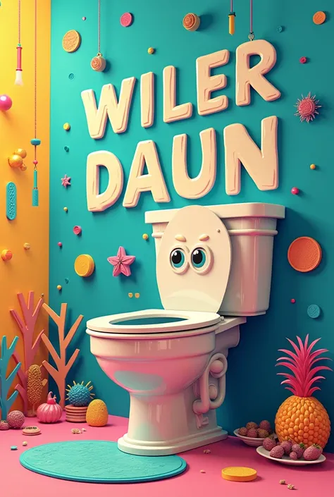 A skibidi toilet and below a large text that says wiler daun