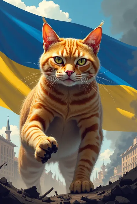 Create a cat fighting against Ukraine 