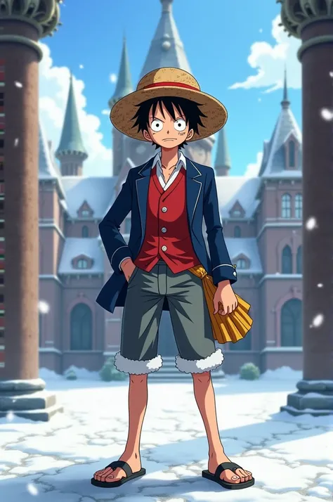 Luffy in the Our Lady of the Snows School uniform.