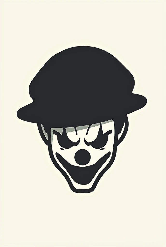 A logo of a clown to draw with a flat cap but that is a little scary but that is only the outlines