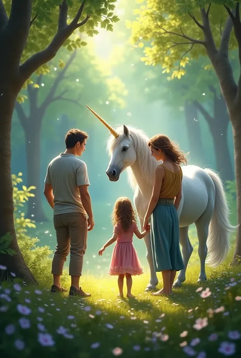 

to her surprise, the unicorn was there, and this time, her parents followed her. When they saw the unicorn, were amazed. They apologized to her and acknowledged the magic she always believed in.. From that day on, the parents began to support their daugh...