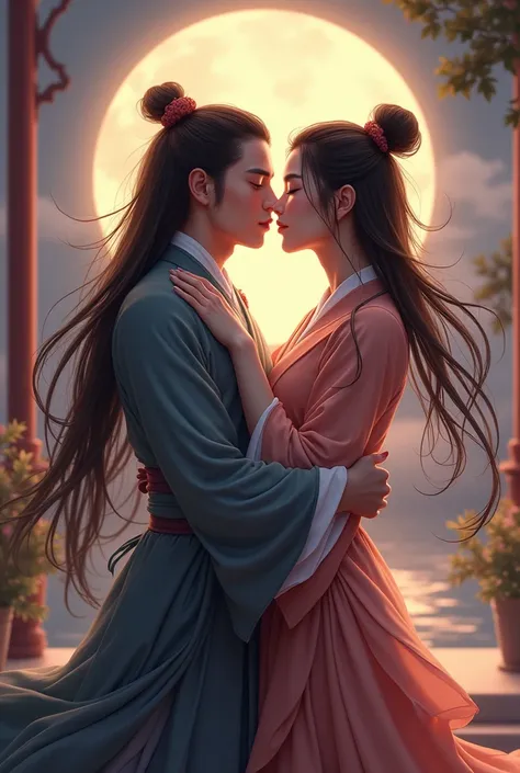 Make Wei Wuxian and Lan Zhan kissing each other
