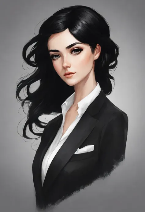 Create for me a white character with black hair