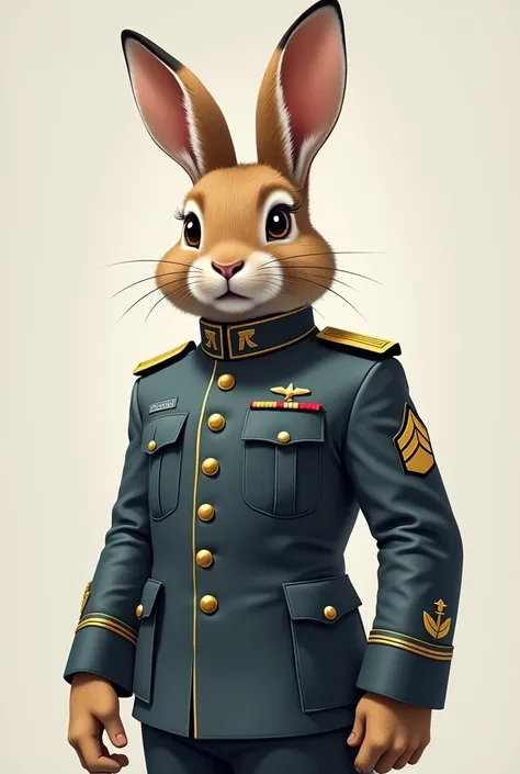 a rabbit with the rank of major in the army, printed on a shirt