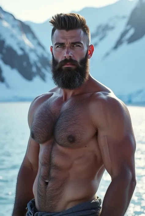 Bearded man from Norway naked on the ice very sexy