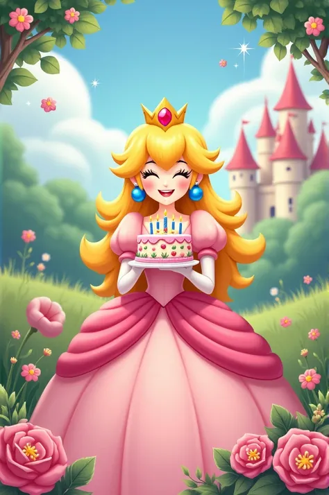 Princess Peach Birthday Card 