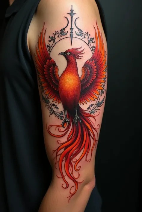 Phoenix reborn in Virgo tattoo for man&#39;s arm