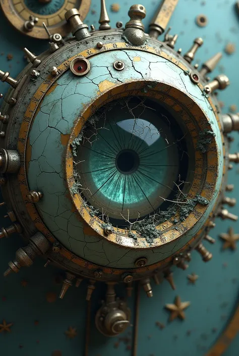 (photorealism:1.2), realistic, intricate, detailed, eye, clock as an eye, clock eye, beautiful, by MajinLN, Title "Shattered Time: Rons Rebellion",  Shattered Time: Eons Rebellion, Text saying "Shattered Time: Eons Rebellion", Text