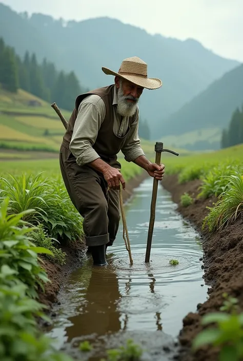 Create a farmer who uses water efficiently from the River