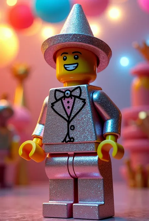 Man in diamond costume with party clothes, lego style