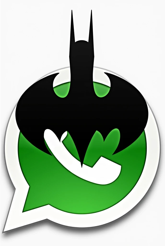 Black Batman symbol in front of WhatsApp logo in PNG 