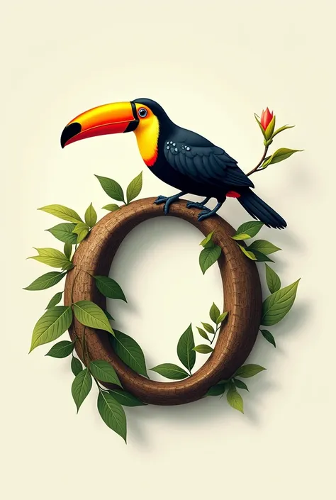 Decorate letter O with toucan