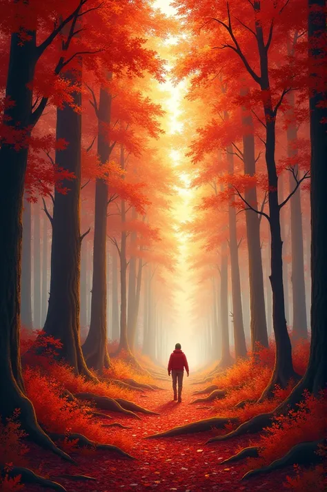 Red colored forest