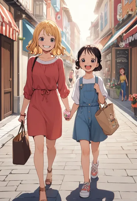 cute,Adorable,smilingly,smile,daughter,,one piece,casual,stroll,