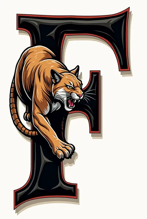 Decorate letter F with a puma