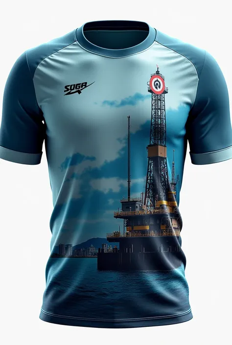 Create an image of a football shirt for the Petroleum Engineering course, with few details

