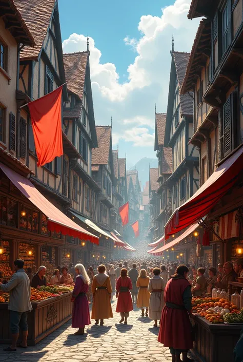 Population in the streets of medieval France market 