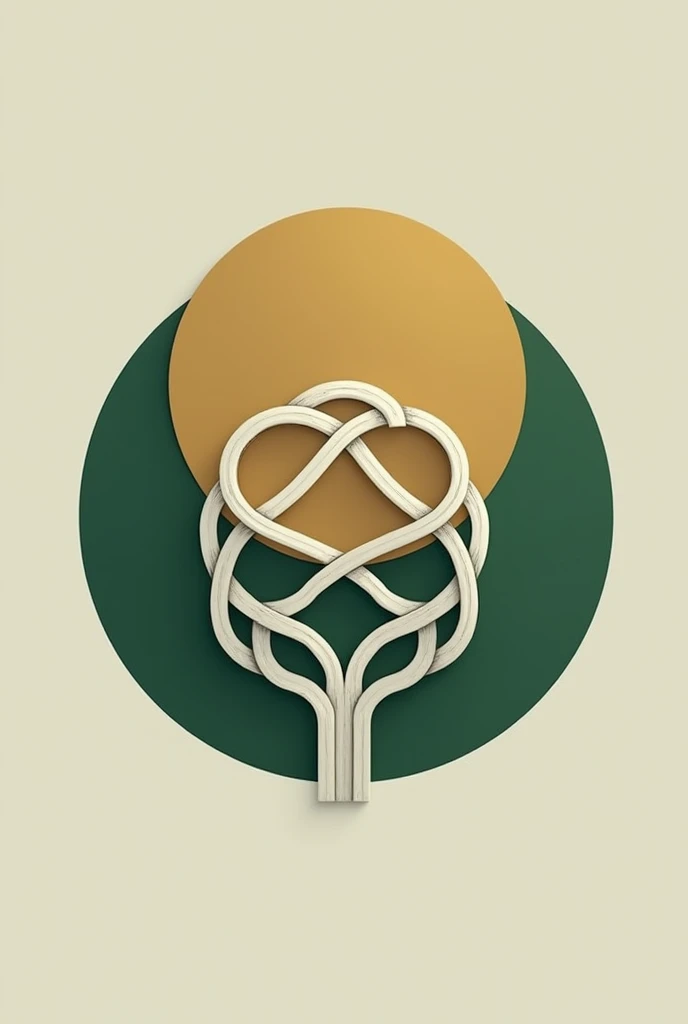 Logo for a store that works with synthetic fiber in furniture manufacturing. It has to have green and gold, and the main element is something referring to something braided with synthetic fiber (minimalistic)