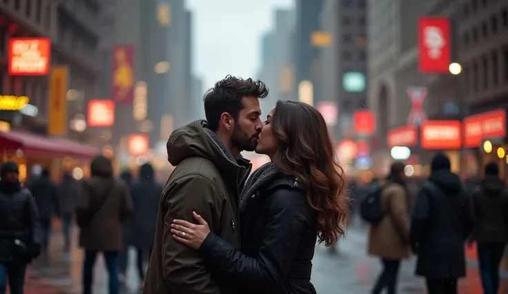 New York City in Chaos; couples kissing in the streets