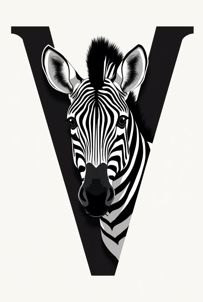 Decorate letter V with a zebra