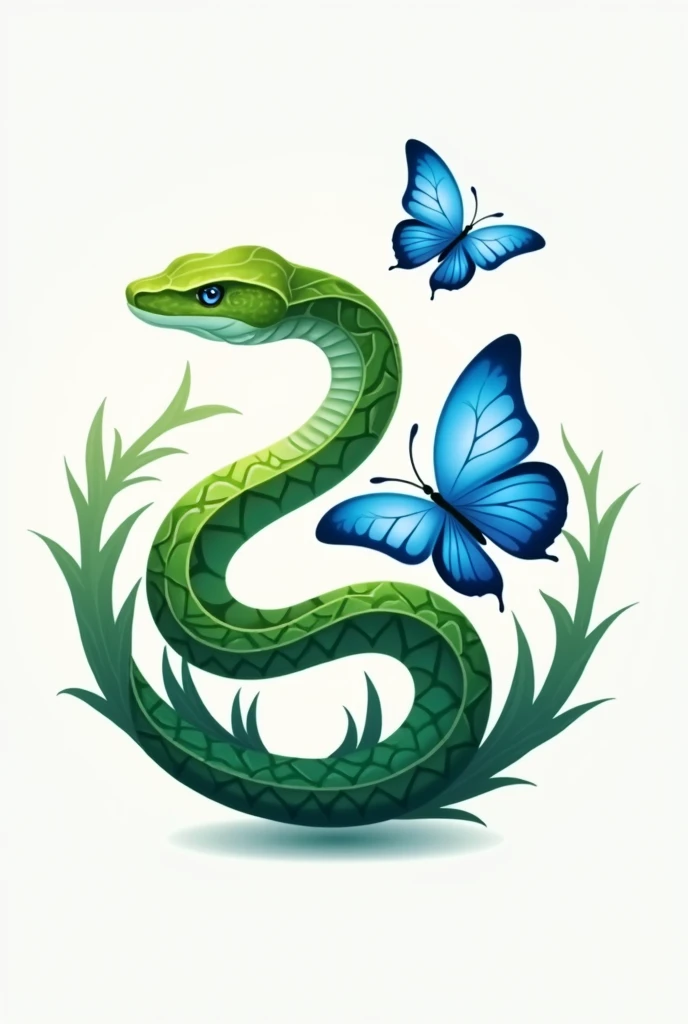 Green snake and blue butterfly logo