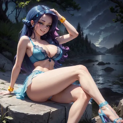 (((beautiful female body))),(((rarity as a sweet charming hot seductive horny model :1.0))), (((((((very long messy hairs 1:0))))))) ,(((lay on a rock crossed spread legs))),(((hands behind head posing))),(((soaked wet))),(((lewd and erotic posing))), (((h...