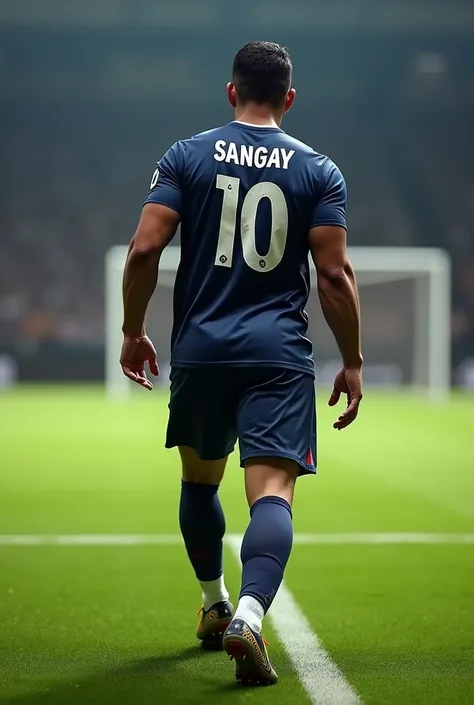 Footballer with name SANGAY and also with jersey 10 from back view
