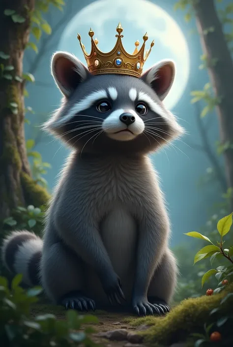 Raccoon queen with her crown