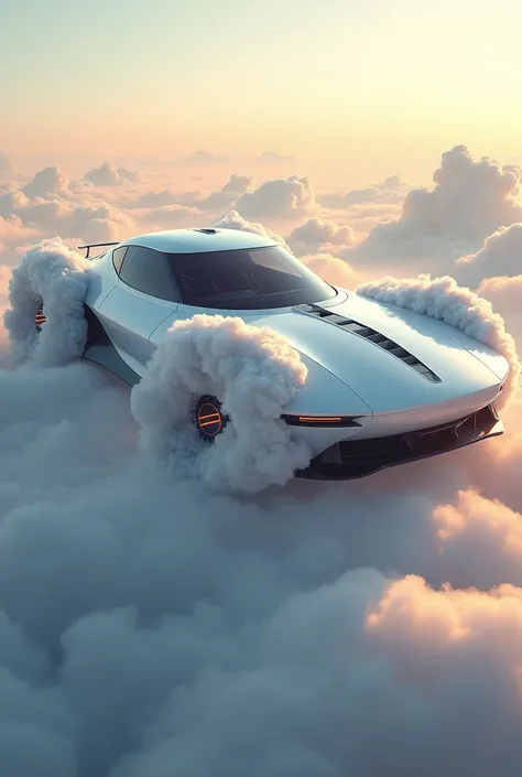 Huge concept prototype car，Made of colorful clouds,Aerial,uhd, masterpiece, high details, high quality, best quality, highres