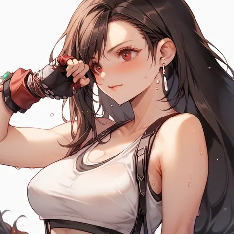 ultra detailed, best quality、nsfw,(Tifa from Final Fantasy)、slender、Large Breasts、bikini、Sweat