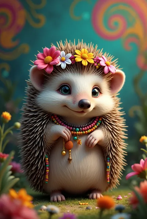 Please make a realistic hippie hedgehog