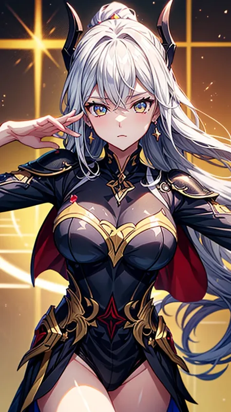 masterpiece, High resolution, accurate, Anatomically correct, most high quality, Very detailed, high quality, Ultra high definition, Big Tits Earrings, Sparkling eyes, Cowboy Shot, moving line, Speed Line, Mage,sexy pose,(((honkai impact))),herrscher of th...