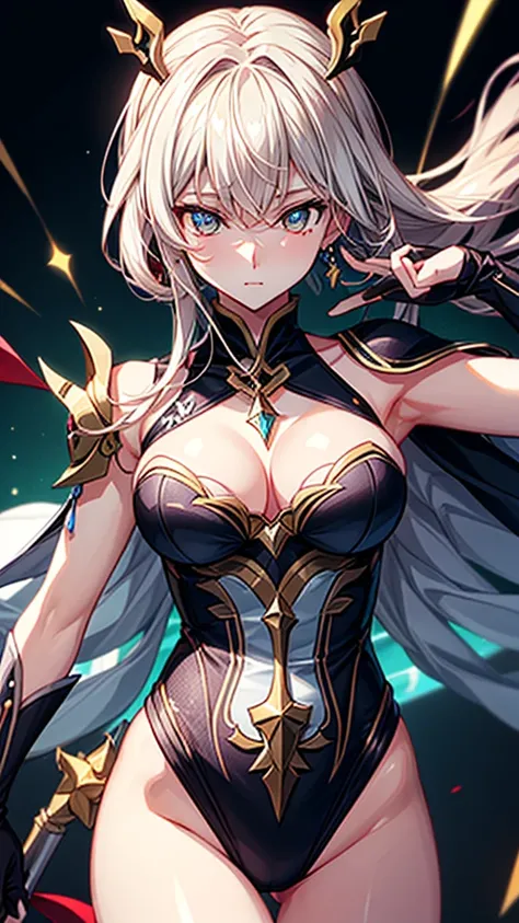 masterpiece, High resolution, accurate, Anatomically correct, most high quality, Very detailed, high quality, Ultra high definition, Big Tits Earrings, Sparkling eyes, Cowboy Shot, moving line, Speed Line, Mage,sexy pose,(((honkai impact))),herrscher of th...