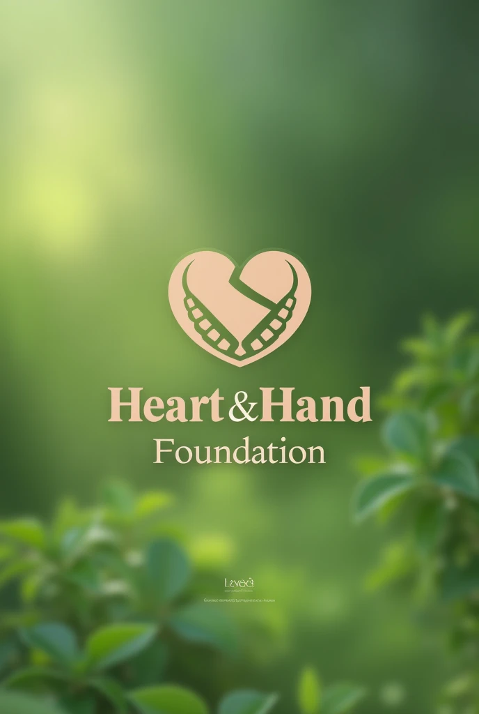 A name for a Charitable foundation named " Heart & Hand " aesthetic vibes and simple look greenish touch .  Texts in English 