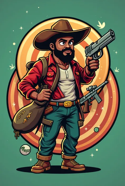 Creer moi un logo attirant pour mon stand de tir a pistolets a orbeez qui sappelle "Luucky lucke , 
Le personnage de lucky lucke doit être un homme de couleur noir ( africain ) qui garde le pistolet .
Refais la même image avec un chapeau de cowboy pour lho...