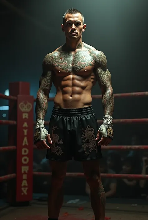 Thai boxer with full body tattoo